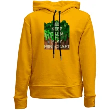 Детское худи без начеса с надписью "Keep calm and play Minecraft"