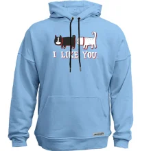 Худи без начеса с котами и надписью "i like you"