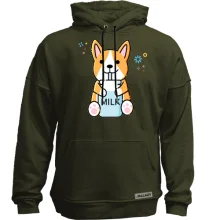 Худи без начеса Corgi drinks Milk
