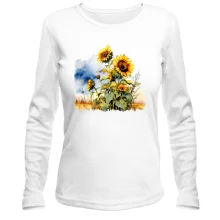 Лонгслив с акварельными подсолнухами