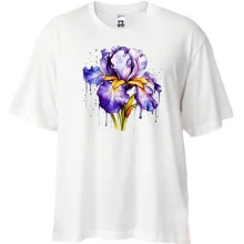 Футболка Oversize з акварельним ірисом