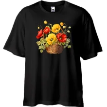 Футболка Oversize з кошиком маків