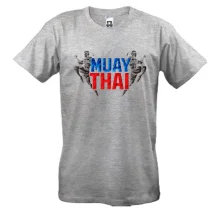 Футболка Муай тай с надписью «MUAY THAI» и силуэтами бойцов