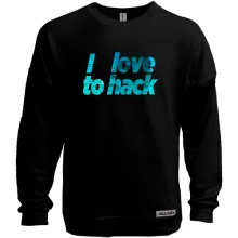 Свитшот без начеса с надписью "I love to hack"