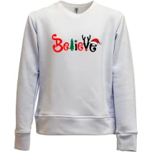 Детский свитшот без начеса с надписью "believe"