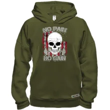 Худи BASE NO PAIN NO GAIN с черепом и штангой