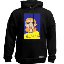 Худи без начеса Blonde in a yellow t-shirt