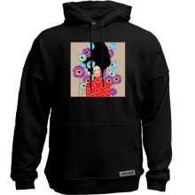 Худи без начеса Brunette with poppies 1