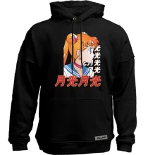 Худи без начеса Anime girl with hieroglyphs