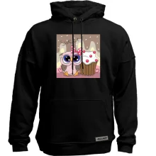 Худи без начеса Baby owl with cupcake