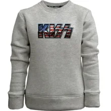 Детский свитшот без начеса KISS на американском флаге