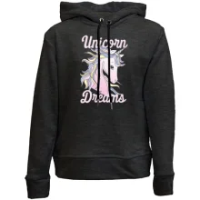 Детское худи без начеса с единорогом и надписью "Unicorn Dreams"