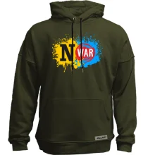 Худи без начеса No War с жёлто-синими брызгами