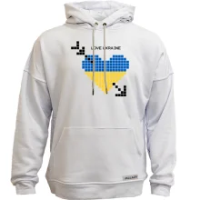 Худи без начеса Love Ukraine (желто-синее пиксельное сердце)