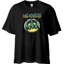Футболка Oversize Halloween Серая Тыква
