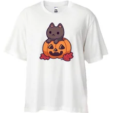 Футболка Oversize Гарбуз з котом (2)