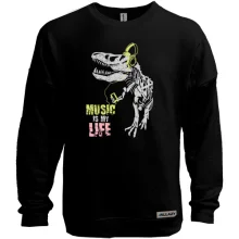 Свитшот без начеса Music is my life Динозавр