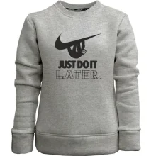 Детский свитшот без начеса с надписью "Just do it later"