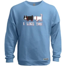 Світшот без начосу з котами і написом "i like you"