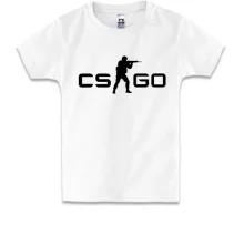 Детская футболка с логотипом CS GO и бойцом
