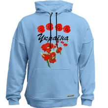 Худи без начеса с маками "Ukraine"