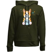 Детское худи без начеса Corgi drinks Milk