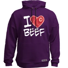 Худи без начеса "I love Beef"