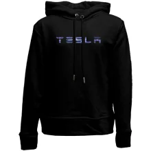 Детское худи без начеса с лого Tesla (молнии)