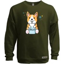 Світшот без начосу Corgi drinks Milk