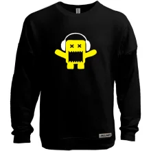 Свитшот без начеса Yellow monster in the headphones.
