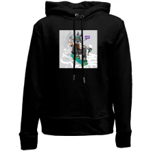 Детское худи без начеса Hare on a skateboard