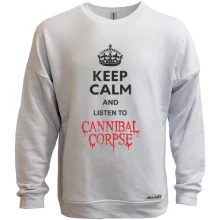 Свитшот без начеса Keep Calp and listen to Cannibal Corpse