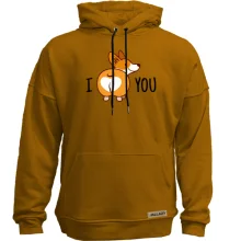 Худи без начеса с собачкой "I love you"