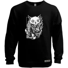 Світшот без начосу Cat with skate black and white