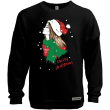 Свитшот без начеса с девушкой Merry Christmas