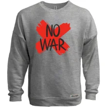 Світшот без начосу з написом «No War» і червоним хрестом