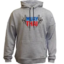 Худи без начеса Муай тай с надписью «MUAY THAI» и силуэтами бойцов