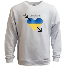 Свитшот без начеса Love Ukraine (желто-синее пиксельное сердце)