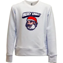 Детский свитшот без начеса Merry Xmas с Санта-Клаусом