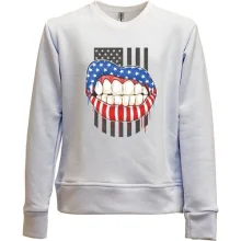 Детский свитшот без начеса American lips Американский флаг Губы
