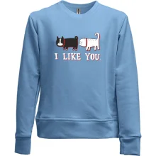 Детский свитшот без начеса с котами и надписью "i like you"