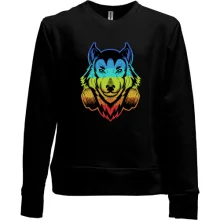 Детский свитшот без начеса Rainbow Wolf