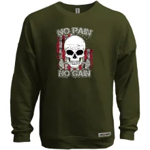Свитшот без начеса NO PAIN NO GAIN с черепом и штангой