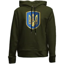 Детское худи без начеса с тризубом на синем щите