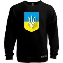 Свитшот без начеса с Тризубом на фоне украиского флага