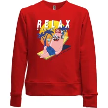 Дитячий світшот без начосу з чоловічком і написом Relax