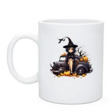 Чашка Halloween-Ведьма на старой машине