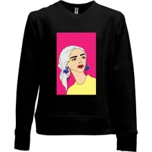 Детский свитшот без начеса Blonde on pink background