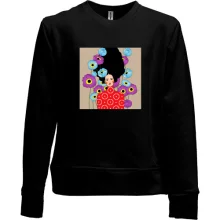 Детский свитшот без начеса Brunette with poppies 1