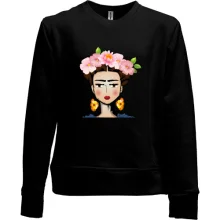 Детский свитшот без начеса Girl with pink flowers